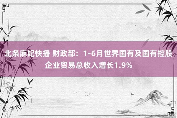 北条麻妃快播 财政部：1-6月世界国有及国有控股企业贸易总收入增长1.9%