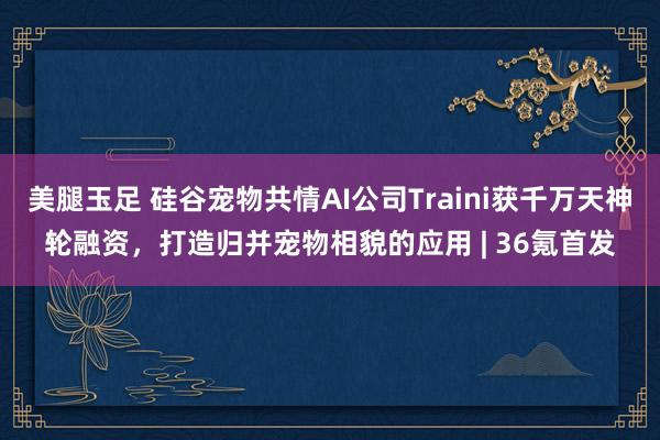 美腿玉足 硅谷宠物共情AI公司Traini获千万天神轮融资，打造归并宠物相貌的应用 | 36氪首发