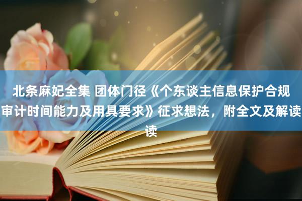 北条麻妃全集 团体门径《个东谈主信息保护合规审计时间能力及用具要求》征求想法，附全文及解读