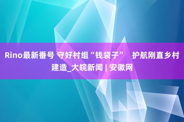 Rino最新番号 守好村组“钱袋子”   护航刚直乡村建造_大皖新闻 | 安徽网