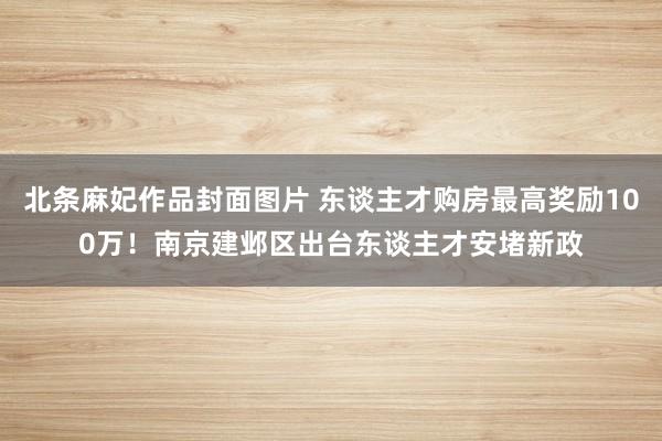 北条麻妃作品封面图片 东谈主才购房最高奖励100万！南京建邺区出台东谈主才安堵新政