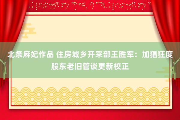 北条麻妃作品 住房城乡开采部王胜军：加猖狂度股东老旧管谈更新校正