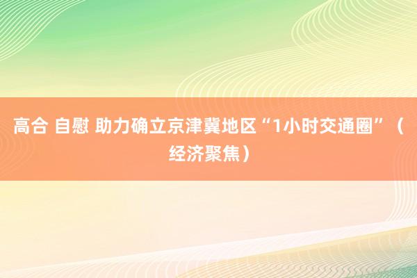 高合 自慰 助力确立京津冀地区“1小时交通圈”（经济聚焦）