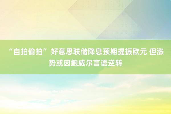 “自拍偷拍” 好意思联储降息预期提振欧元 但涨势或因鲍威尔言语逆转