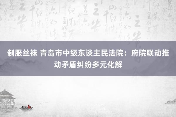 制服丝袜 青岛市中级东谈主民法院：府院联动推动矛盾纠纷多元化解